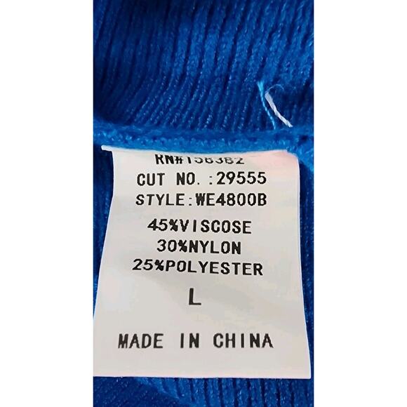 Luna Women's Sz. L Blue Crochet Shoulder & Gem Short Sleeve Shirt Boat Neck Larg - Picture 6 of 10